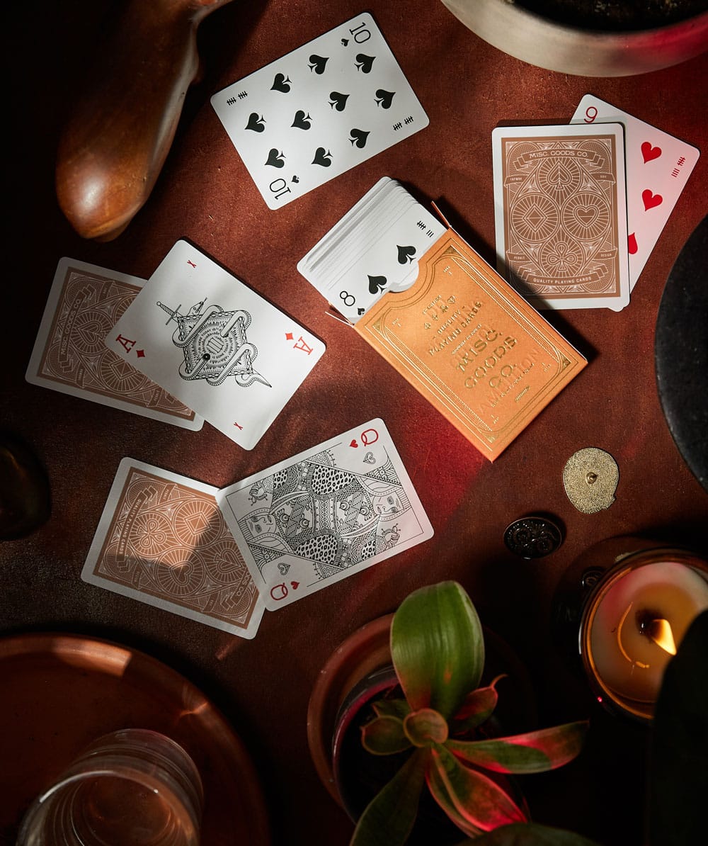 Sandstone cards on table