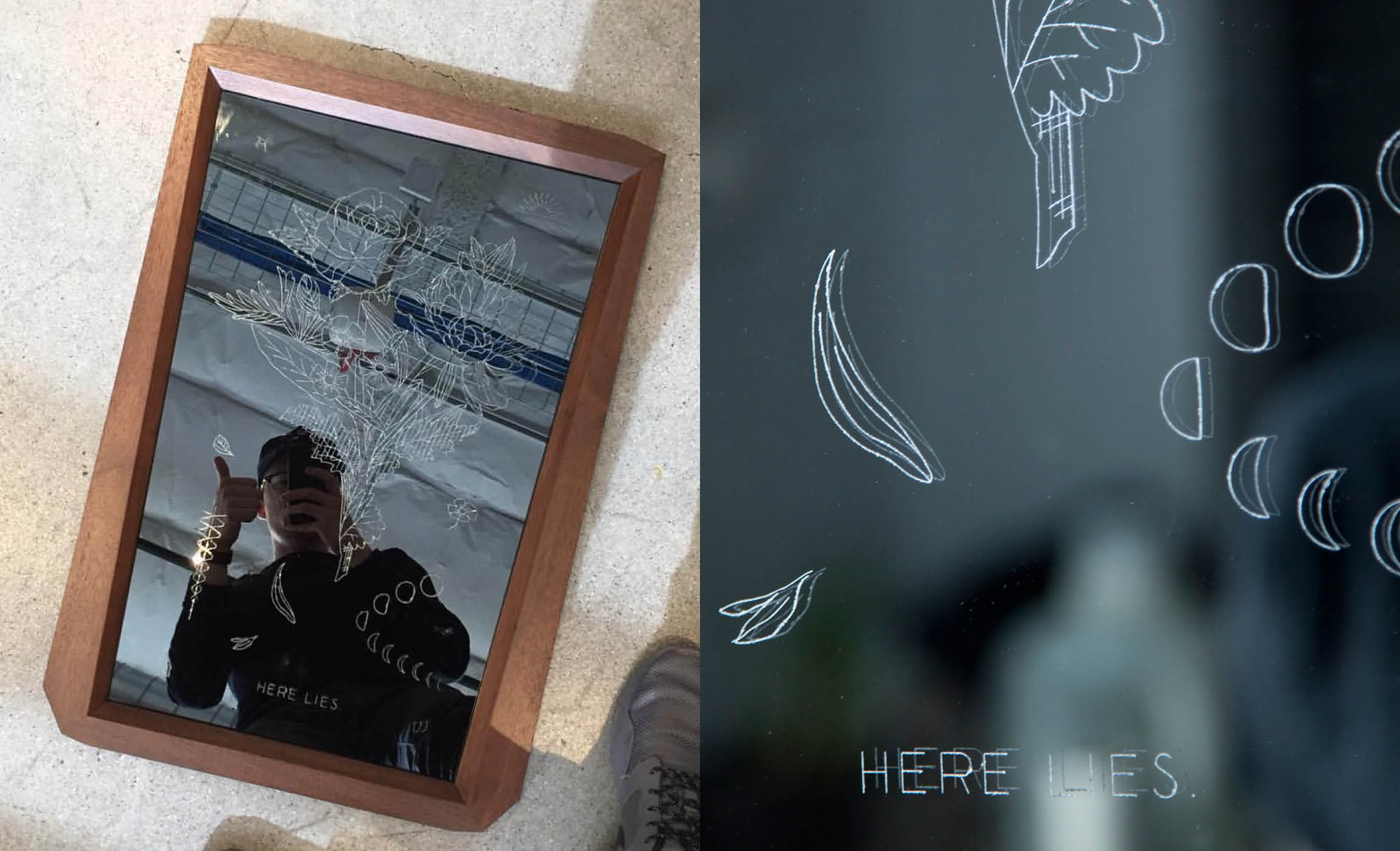 Close up of Here Lies Mirror