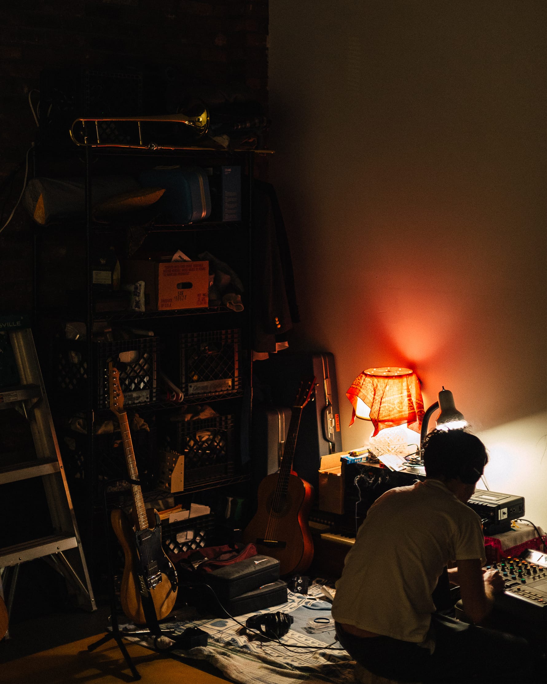 Zac and music equipment