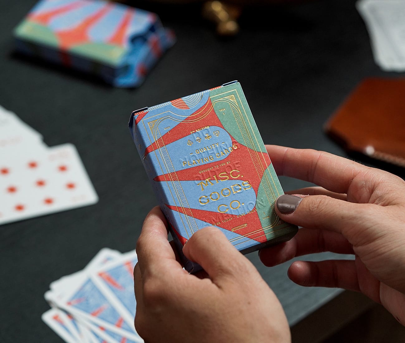 Top down view of playing cards